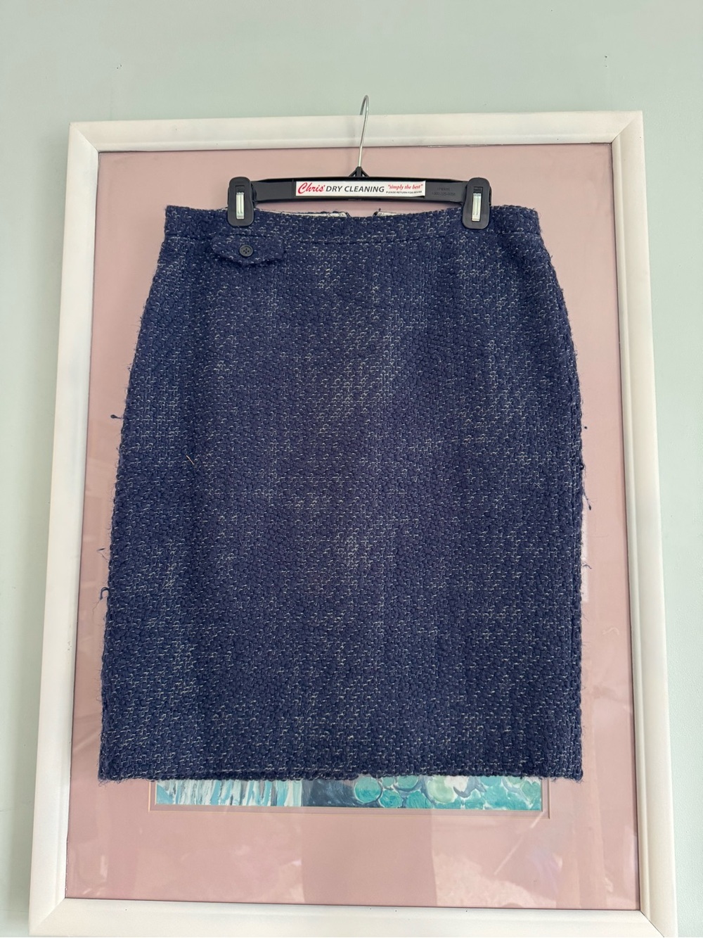 J. Crew Navy Tweed Pencil Skirt